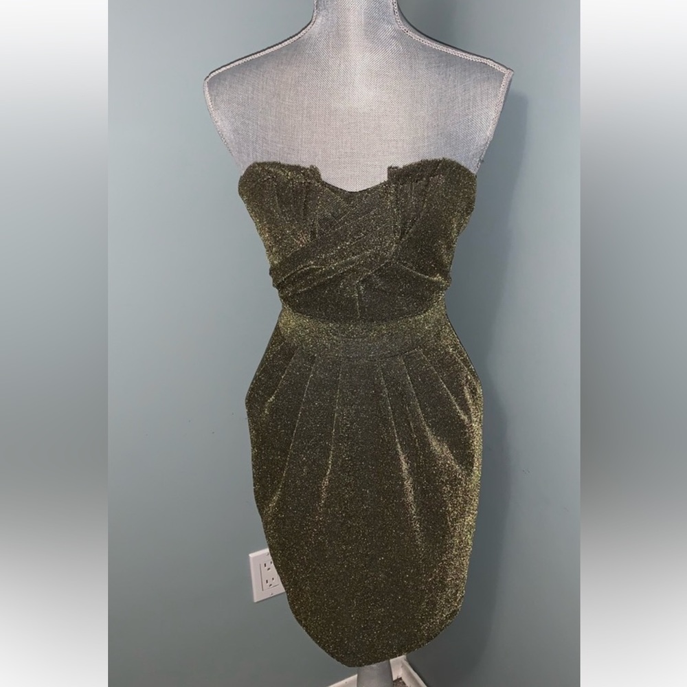H&M  Gold Strapless Formal Prom Mini Dress Size 12